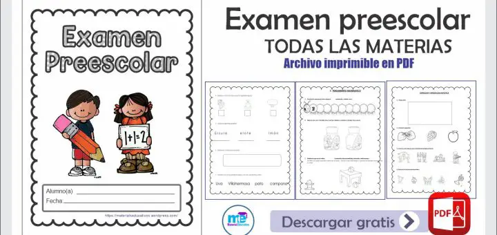 Examen Preescolar Todas Las Materias I Material Educativo