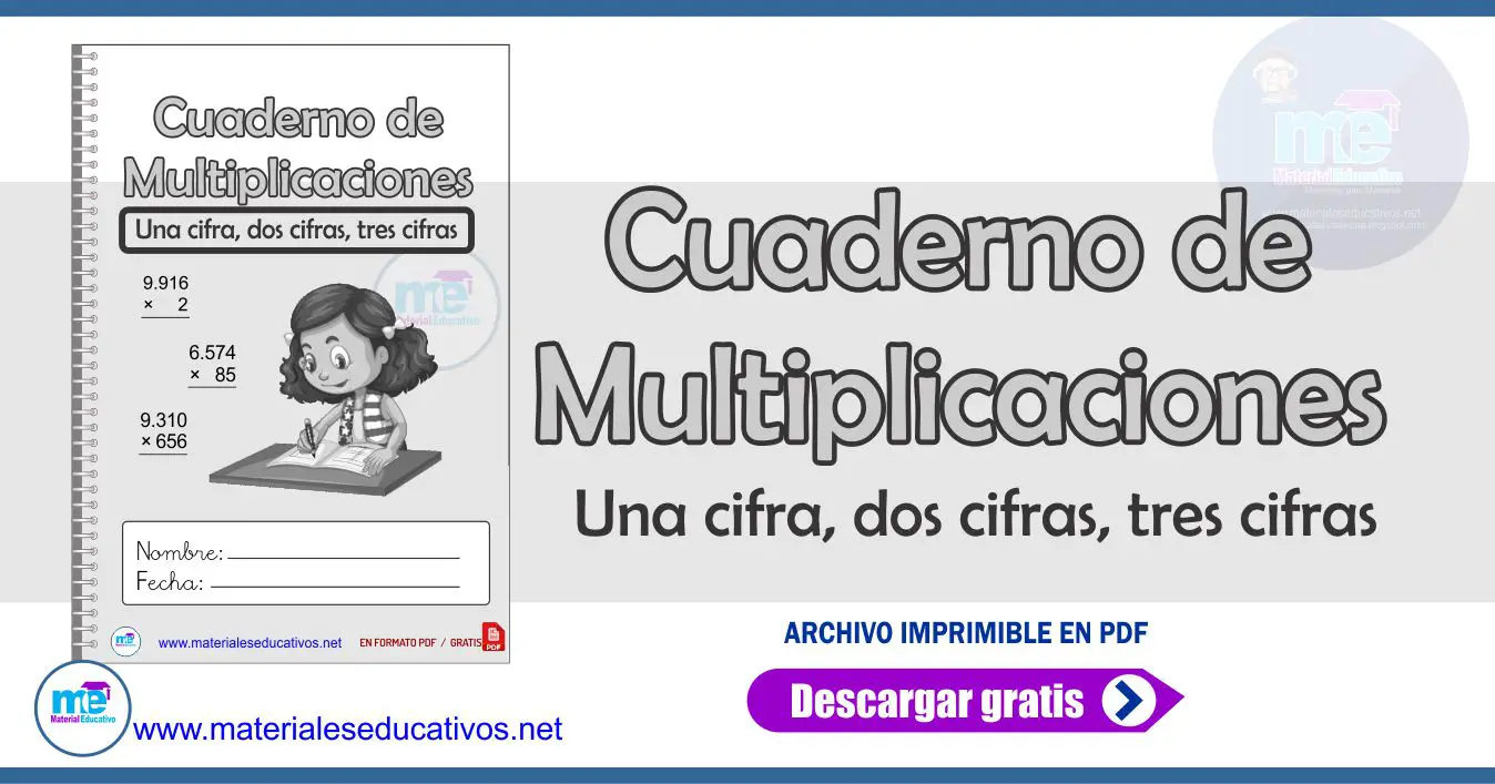 Cuaderno De Multiplicaciones Una Cifra Dos Cifras Tres 6A0