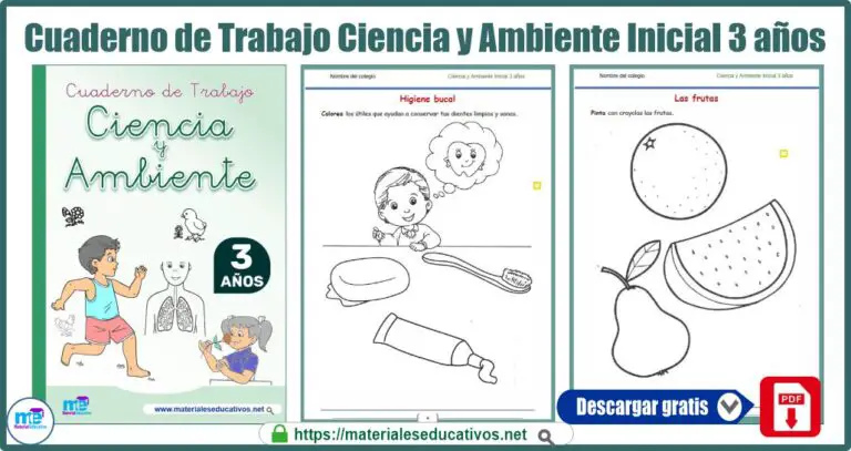 CUADERNO DE TRABAJO 3 AÑOS ÁREA CIENCIA Y AMBIENTE Materiales Educativos