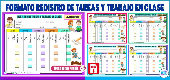 FORMATO REGISTRO DE TAREAS Y TRABAJO EN CLASE