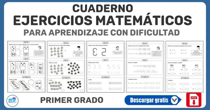 Cuaderno de ejercicios matemáticos para el aprendizaje con dificultad 1°