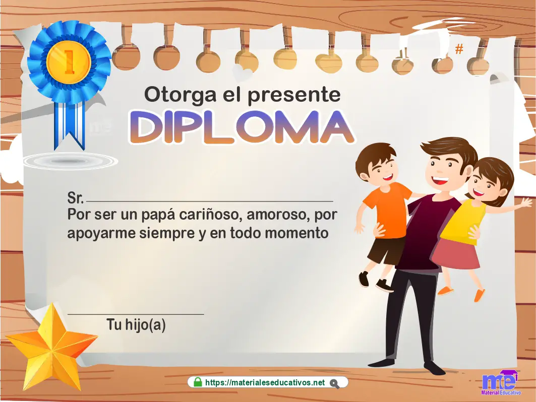 Diplomas Día del padre modelo 5 Editable en PPT