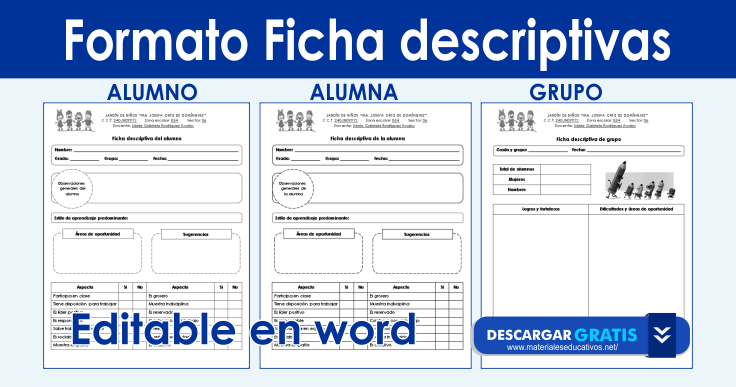 Formatos De Fichas Descriptivas Del Alumno Editables
