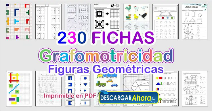 230 Fichas Grafomotricidad con Figuras Geométricas
