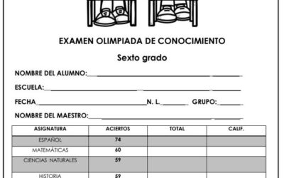 Examen Olimpiada de Conocimiento Sexto Grado 2020
