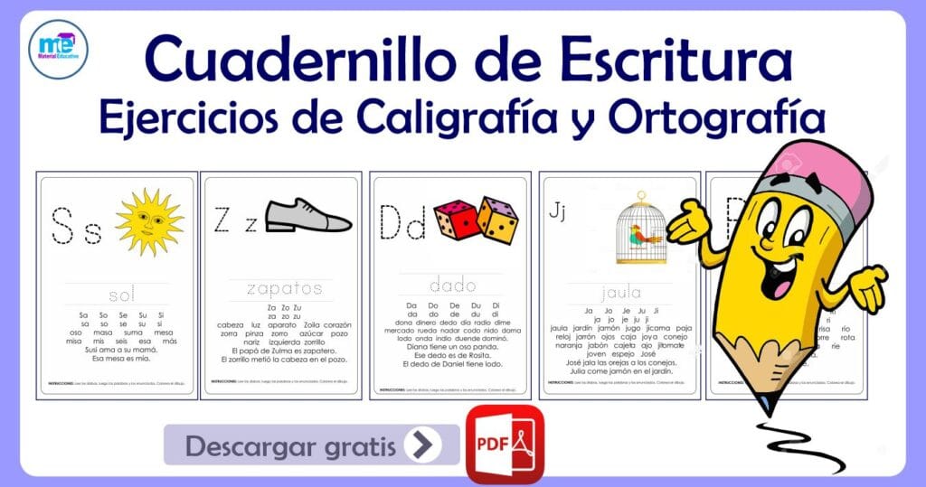 Cuadernillo de Escritura Ejercicios de Caligrafía y Ortografía