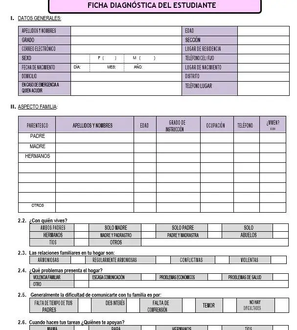 Ficha Diagnostica del Estudiante – Referencial