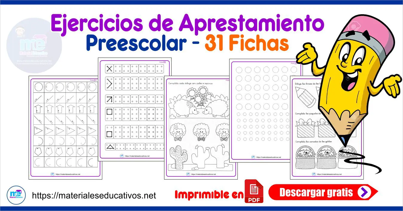 Ejercicios De Aprestamiento 31 Fichas Para Preescolar