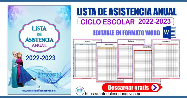 LISTA DE ASISTENCIA ANUAL CICLO ESCOLAR 2022-2023