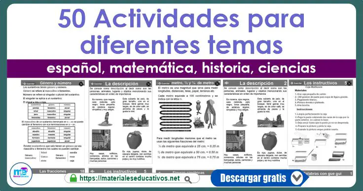 Actividades para diferentes temas español, matemática, historia, ciencias primaria