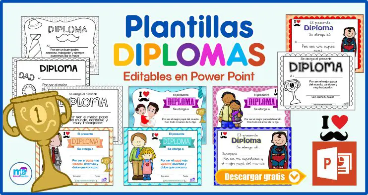 Diplomas Día del padre Editable en PPT