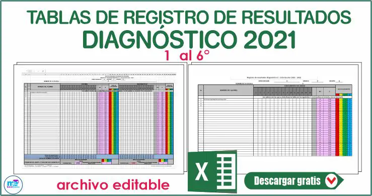 TABLAS DE REGISTRO DE RESULTADOS DIAGNÓSTICO 2021