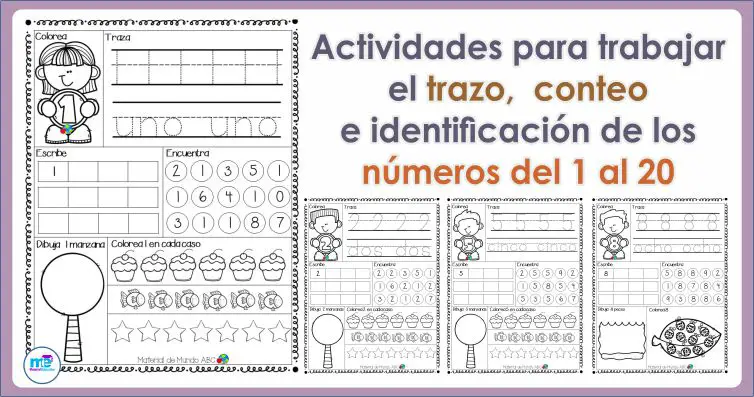Actividades para trabajar el trazo, conteo e identificación de los números del 1 al 20