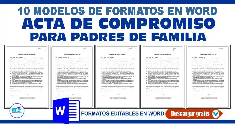 FORMATOS ACTA DE COMPROMISO PARA PADRES DE FAMILIA