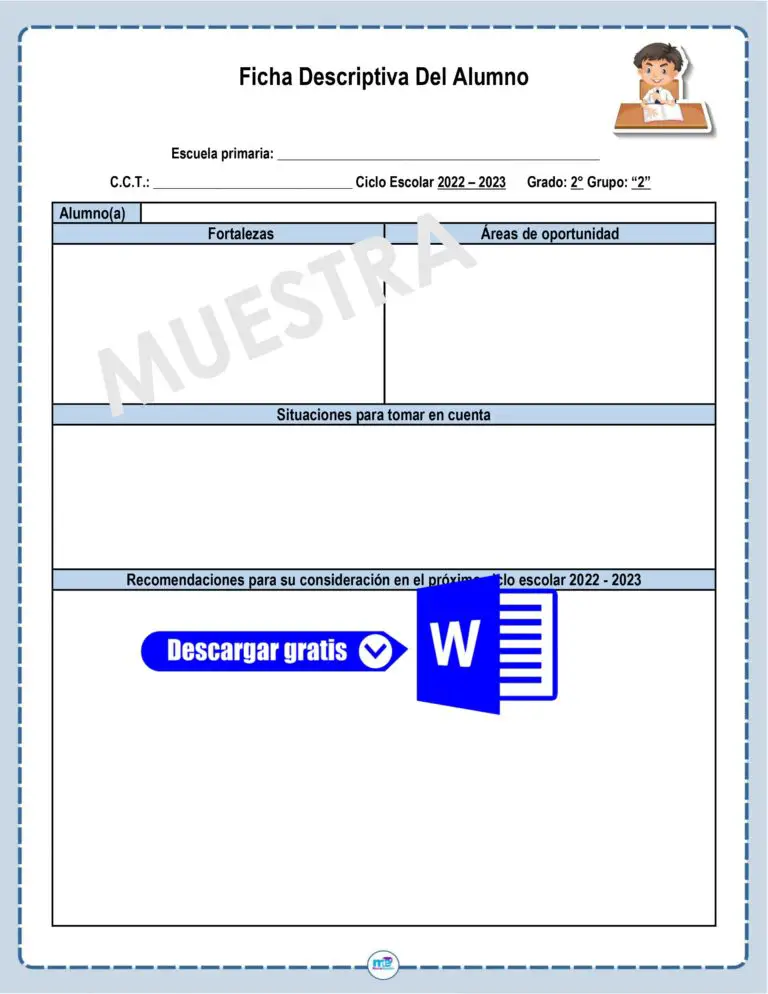 Formatos De Ficha Descriptiva Del Alumno Y Grupo Primaria Materiales