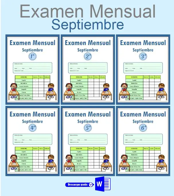 Examen Mensual Septiembre 1° al 6° Primaria Ciclo Escolar 2022-2023