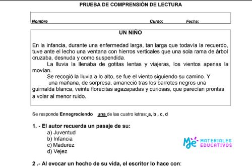 prueba de comprension lectora sexto grado primera parte