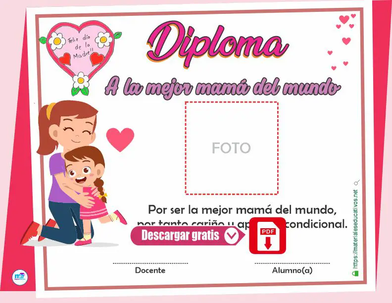 Diploma Para Mamá Día De Las Madres Modelo 4 Materiales Educativos