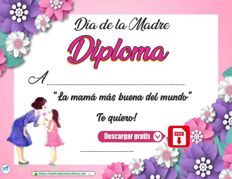 Diploma para mamá Día de las Madres modelo 5