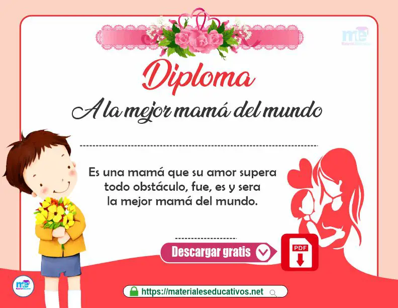 Diploma para mamá Día de las Madres modelo 6