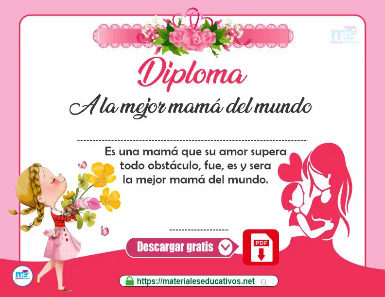 diploma para mamá día de las madres modelo 7 materiales educativos