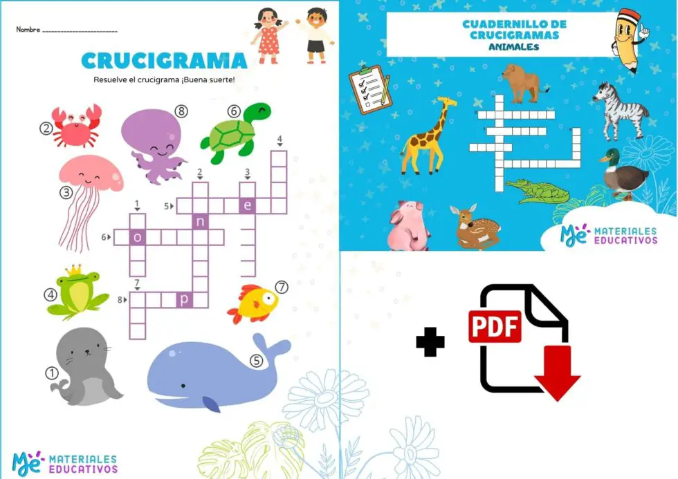 Cuadernillo De Crucigramas De Animales Para Primaria Materiales