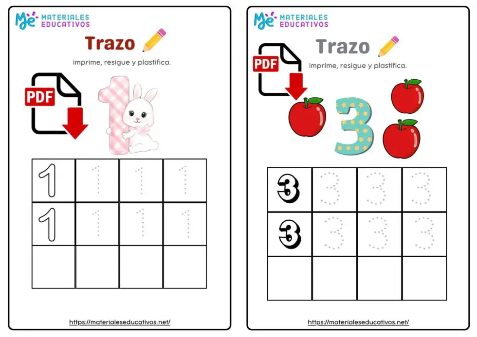 Fichas Para Repasar El Trazo De Los Numeros Al Materiales Educativos