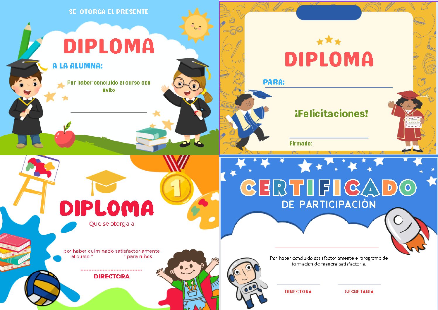 Diplomas de reconocimiento editables