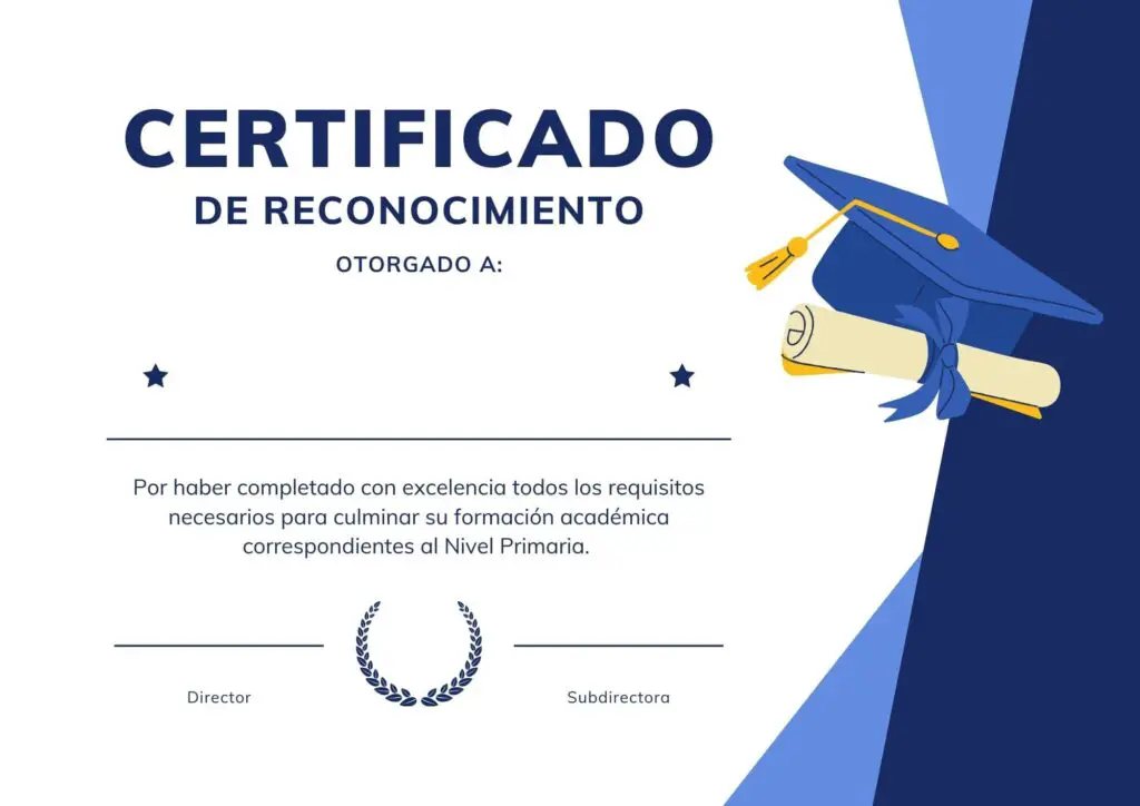 certificado de reconocimiento elegante azul
