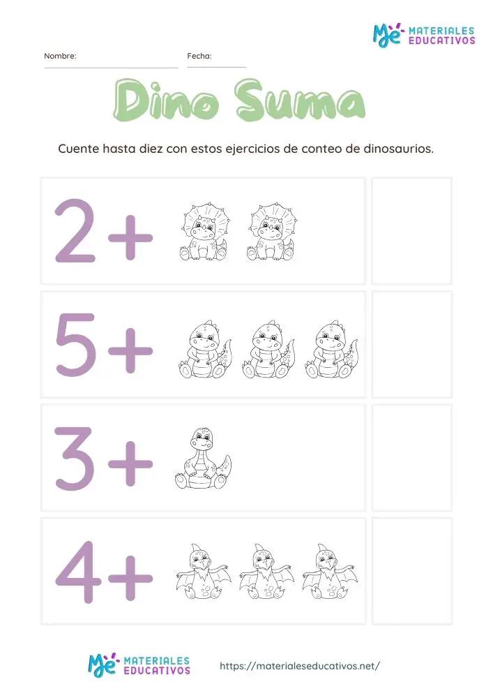 dino suma colorear