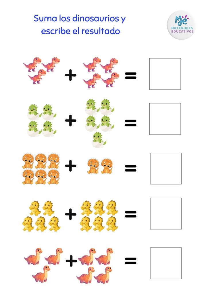 sumas para niños de preescolar