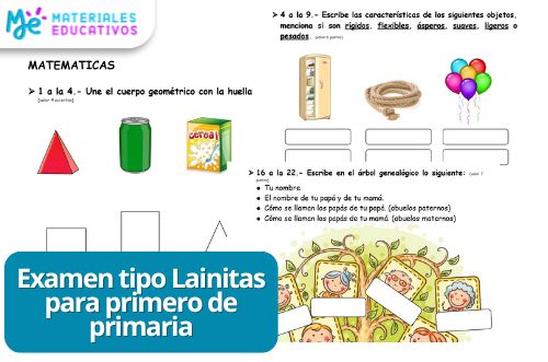 Examen tipo lainitas primero primaria